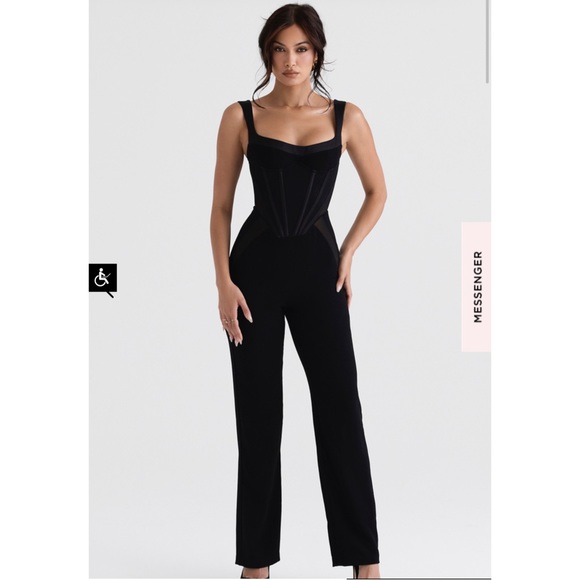 NWT HOUSE OF CB MYLENE BLACK CORSET JUMPSUIT sexy one piece Small S 4 mesh - Picture 5 of 16